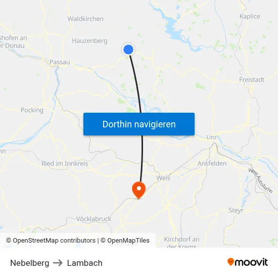 Nebelberg to Lambach map