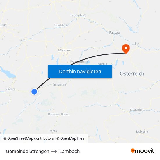 Gemeinde Strengen to Lambach map
