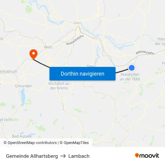 Gemeinde Allhartsberg to Lambach map