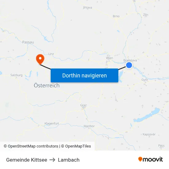Gemeinde Kittsee to Lambach map