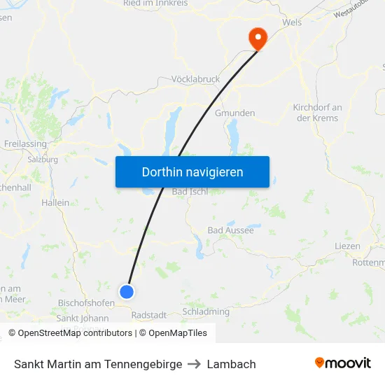 Sankt Martin am Tennengebirge to Lambach map