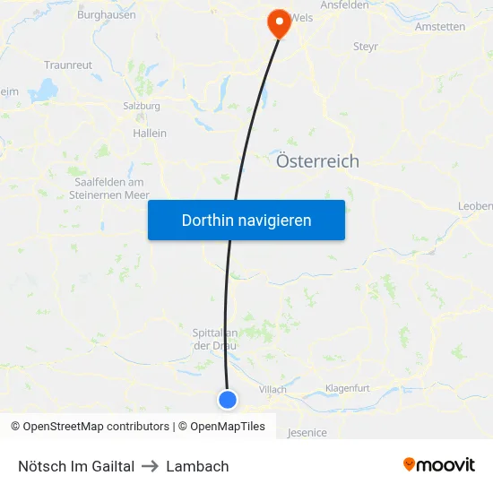 Nötsch Im Gailtal to Lambach map