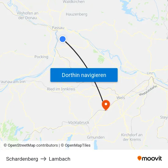 Schardenberg to Lambach map