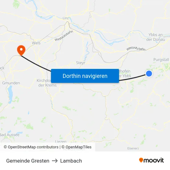 Gemeinde Gresten to Lambach map