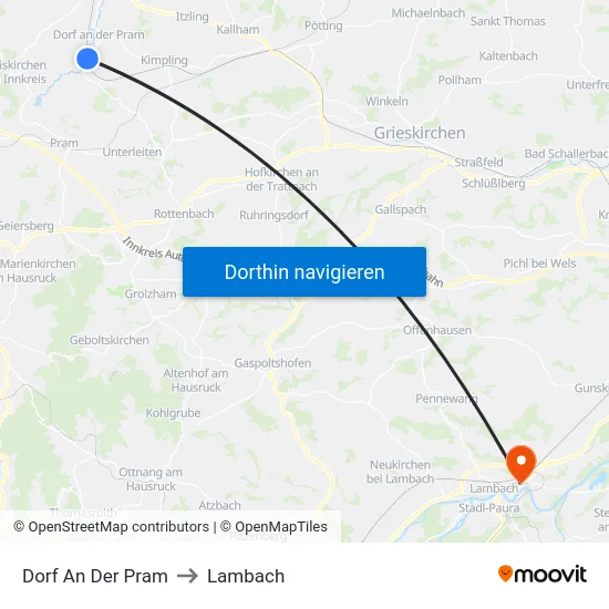 Dorf An Der Pram to Lambach map