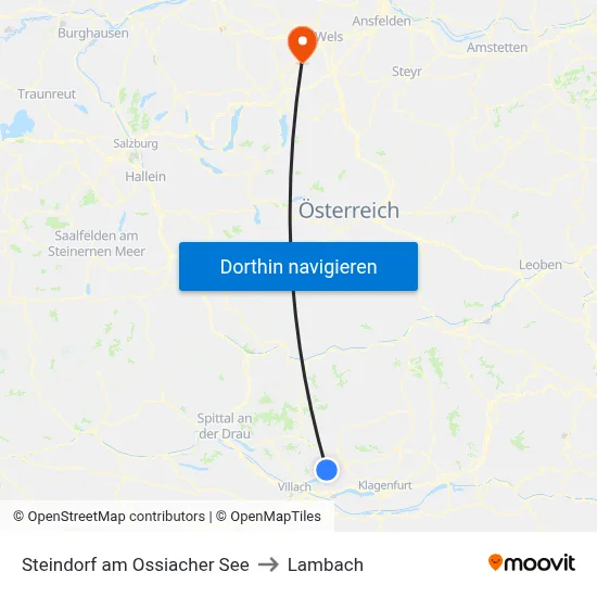 Steindorf am Ossiacher See to Lambach map