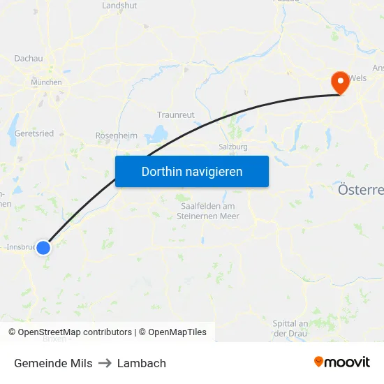Gemeinde Mils to Lambach map