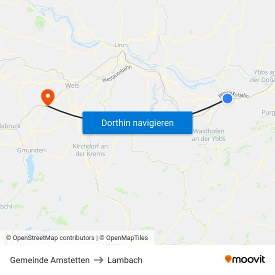 Gemeinde Amstetten to Lambach map