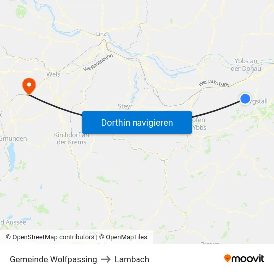 Gemeinde Wolfpassing to Lambach map