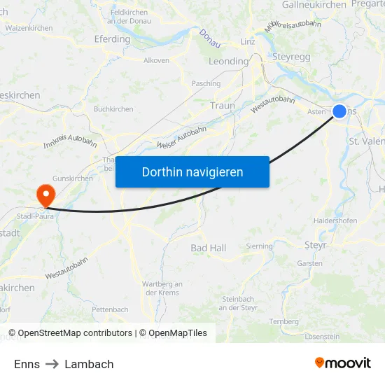 Enns to Lambach map