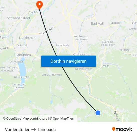 Vorderstoder to Lambach map