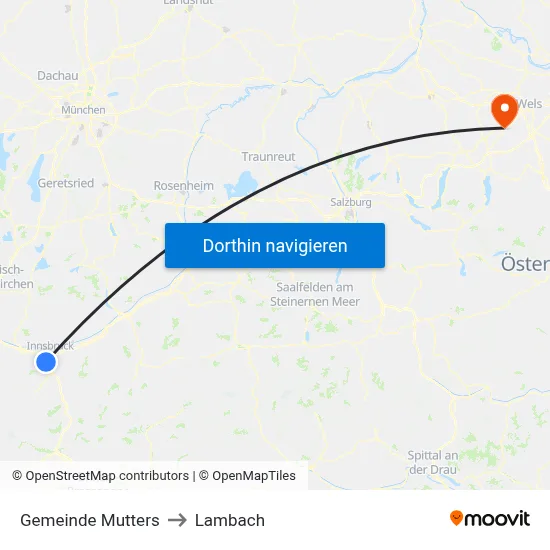 Gemeinde Mutters to Lambach map