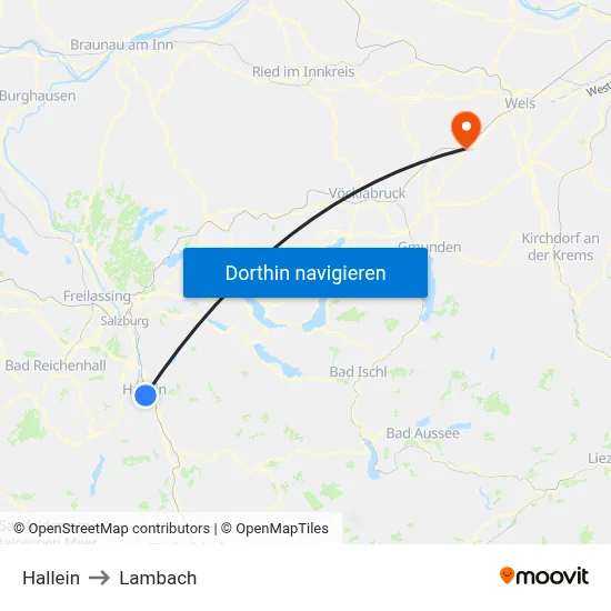 Hallein to Lambach map