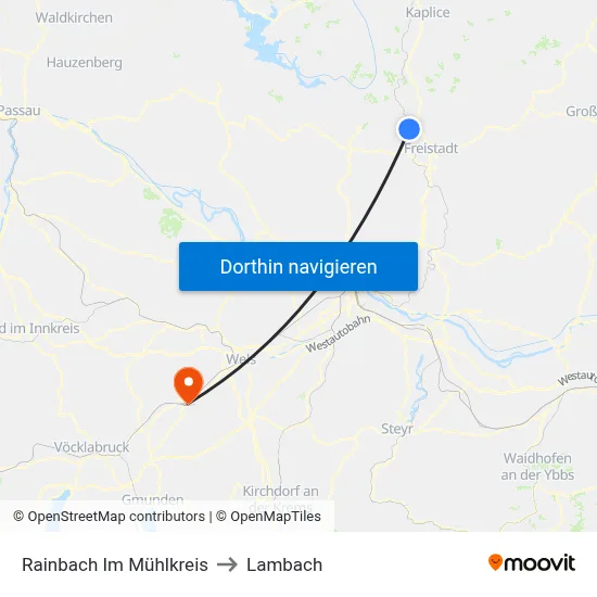 Rainbach Im Mühlkreis to Lambach map