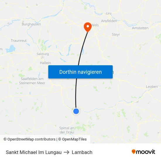 Sankt Michael Im Lungau to Lambach map
