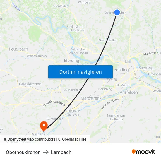 Oberneukirchen to Lambach map