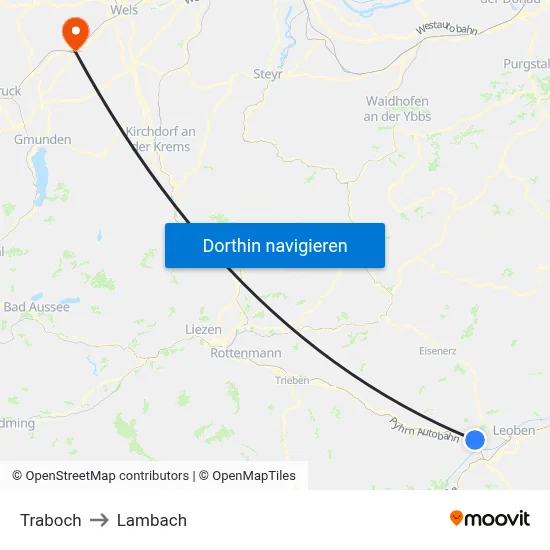 Traboch to Lambach map