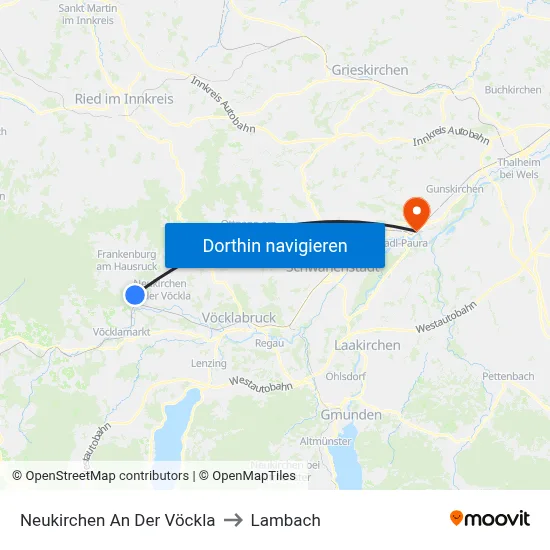 Neukirchen An Der Vöckla to Lambach map