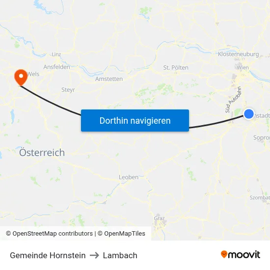Gemeinde Hornstein to Lambach map