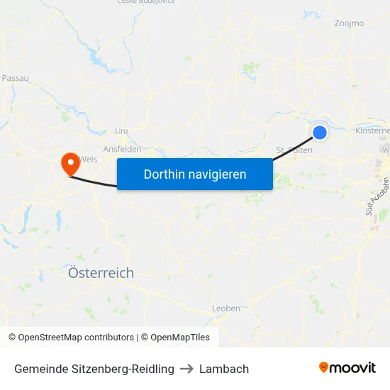 Gemeinde Sitzenberg-Reidling to Lambach map