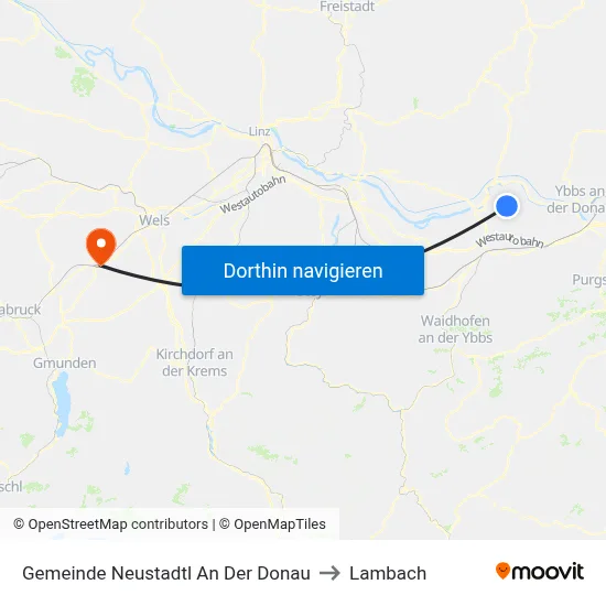 Gemeinde Neustadtl An Der Donau to Lambach map
