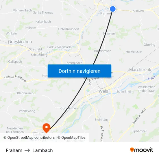 Fraham to Lambach map