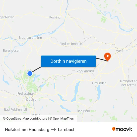 Nußdorf am Haunsberg to Lambach map