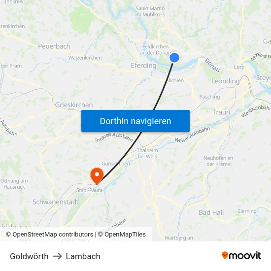 Goldwörth to Lambach map