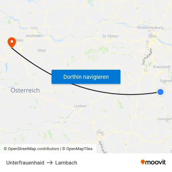 Unterfrauenhaid to Lambach map