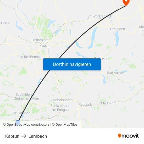 Kaprun to Lambach map