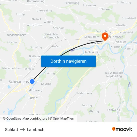 Schlatt to Lambach map