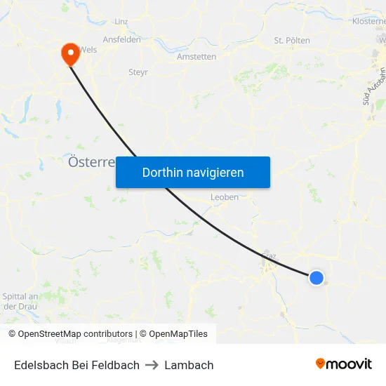Edelsbach Bei Feldbach to Lambach map