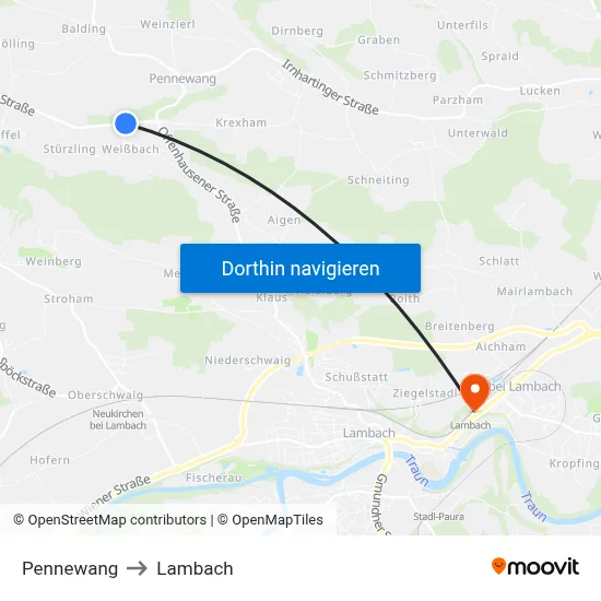 Pennewang to Lambach map