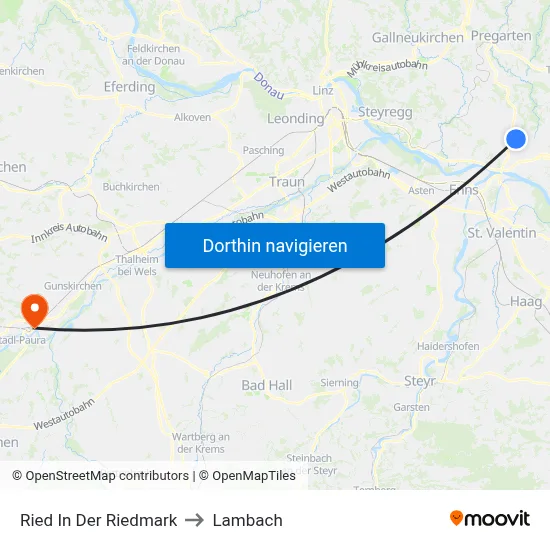 Ried In Der Riedmark to Lambach map