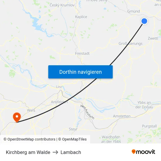Kirchberg am Walde to Lambach map