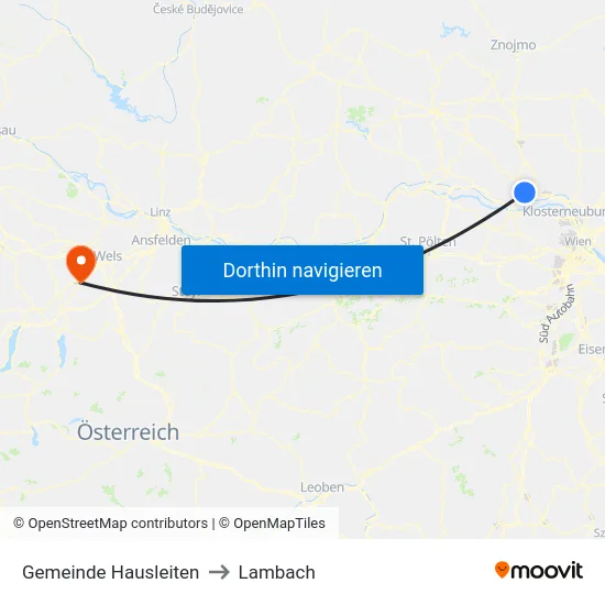 Gemeinde Hausleiten to Lambach map