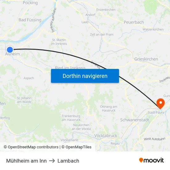 Mühlheim am Inn to Lambach map