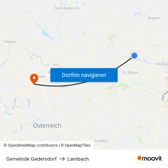 Gemeinde Gedersdorf to Lambach map