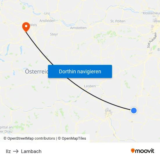 Ilz to Lambach map