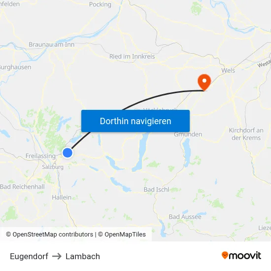 Eugendorf to Lambach map