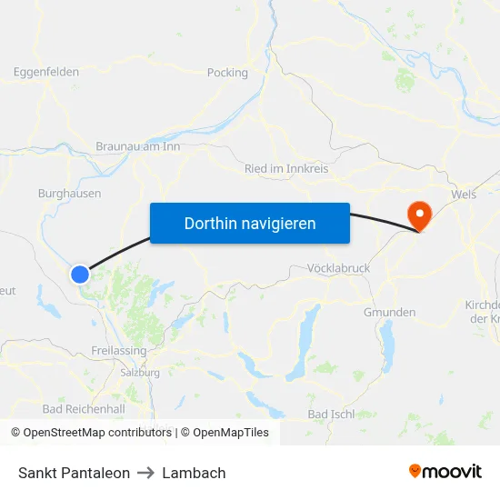Sankt Pantaleon to Lambach map