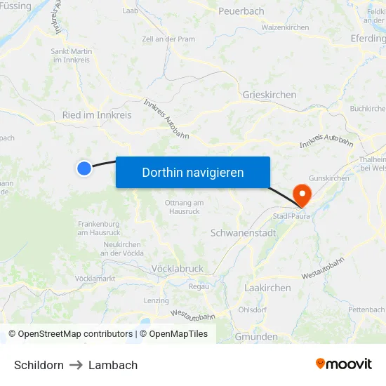 Schildorn to Lambach map