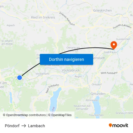 Pöndorf to Lambach map