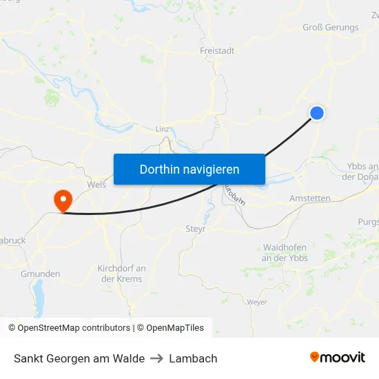 Sankt Georgen am Walde to Lambach map