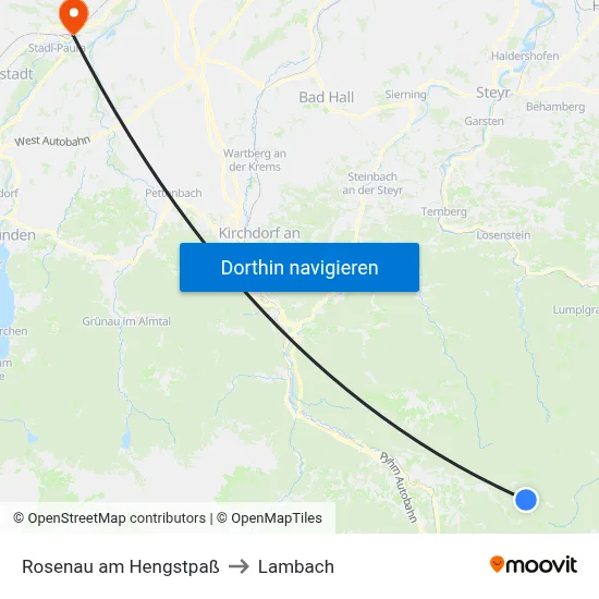 Rosenau am Hengstpaß to Lambach map