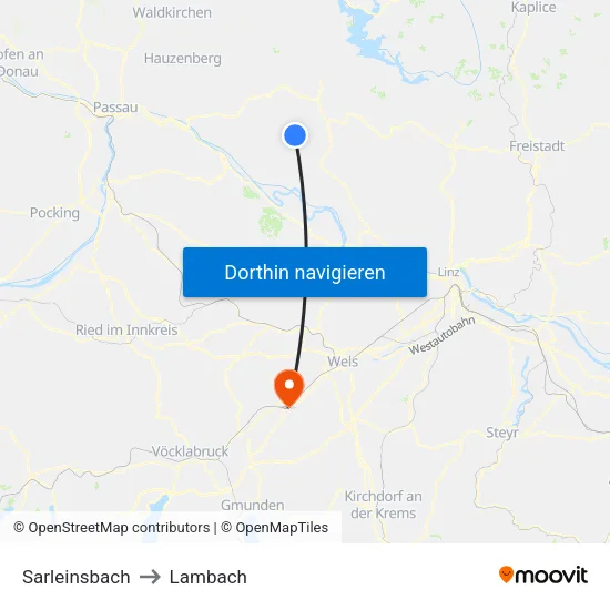 Sarleinsbach to Lambach map
