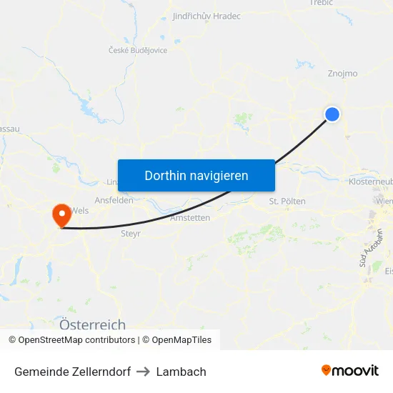 Gemeinde Zellerndorf to Lambach map
