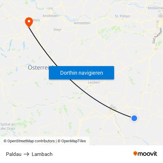 Paldau to Lambach map