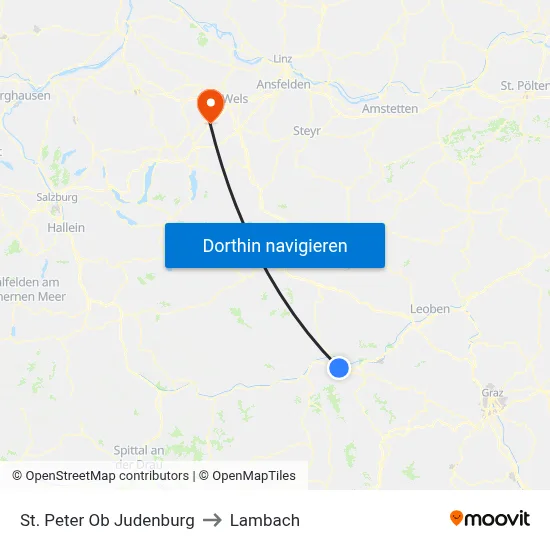 St. Peter Ob Judenburg to Lambach map