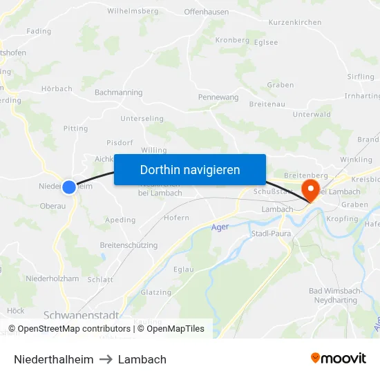 Niederthalheim to Lambach map